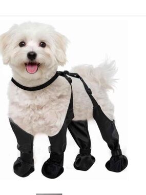 Waterproof Dog Rain Boots and Suspenders - Black